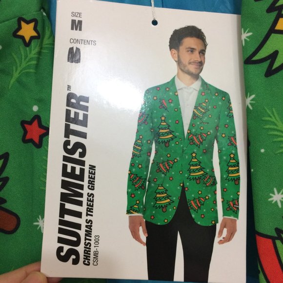 Suitmeister Christmas Trees Green Holiday Blazer - Picture 3 of 14